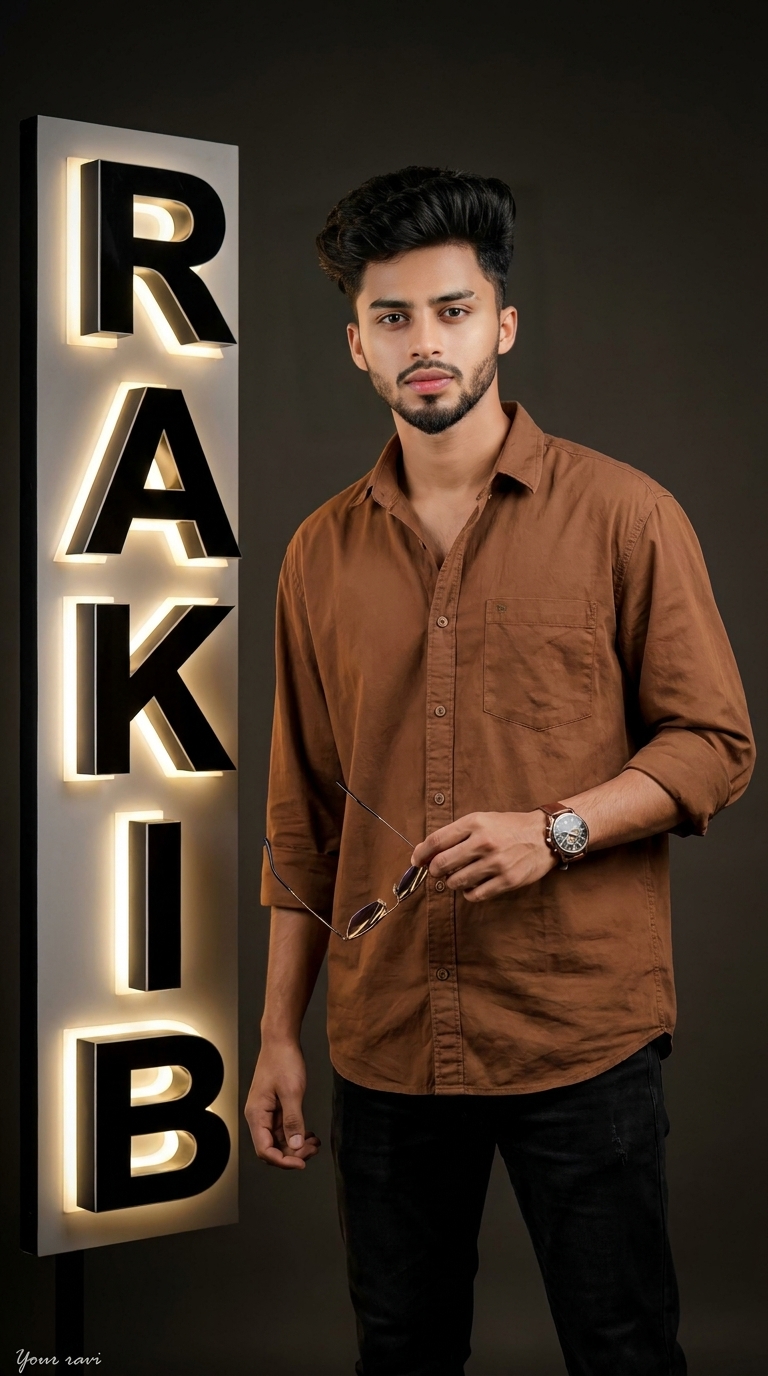 Viral Studio Name Poster Prompt — Luxury RAKIB 3D Cinematic AI Edit