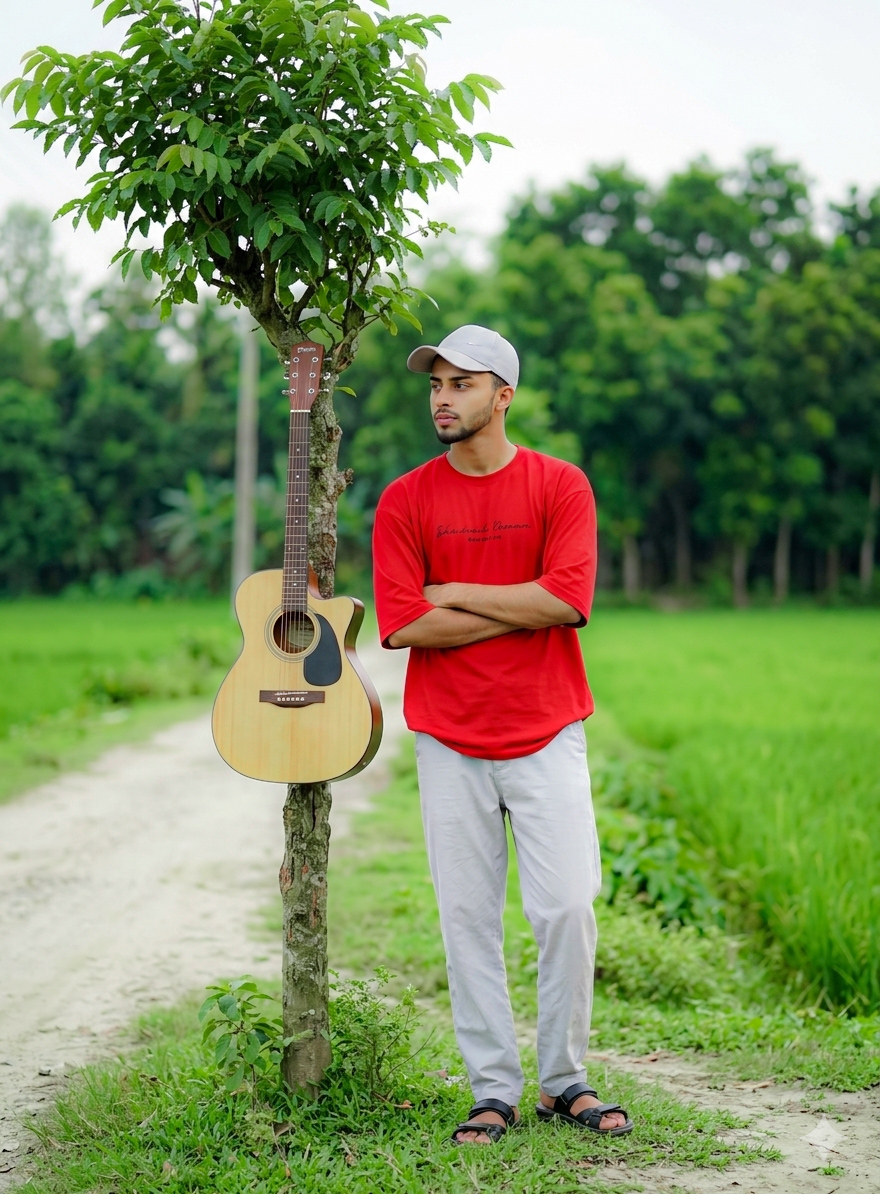 Viral Village Guitar Prompt — Cinematic Countryside Boy Portrait 4K