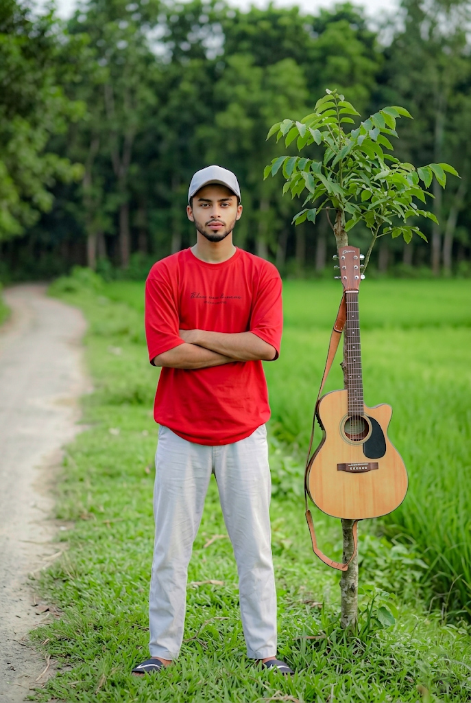 Viral Village Guitar Prompt — Cinematic Countryside Boy Portrait 4K