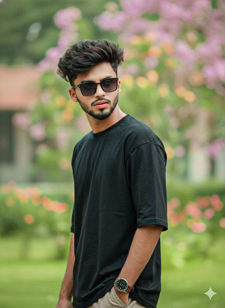 Stylish Black Shirt Boy AI Image Prompt | Modern Fashion Portrait with Sunglasses 4K