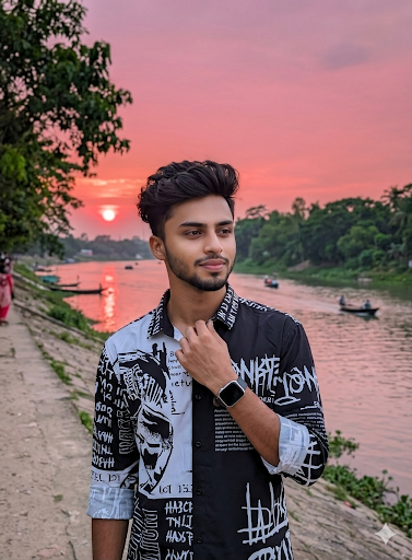 AIPromptGallery | River Sunset Boy AI Image Prompt | Ultra Realistic Cinematic Portrait Photography Prompt 8K