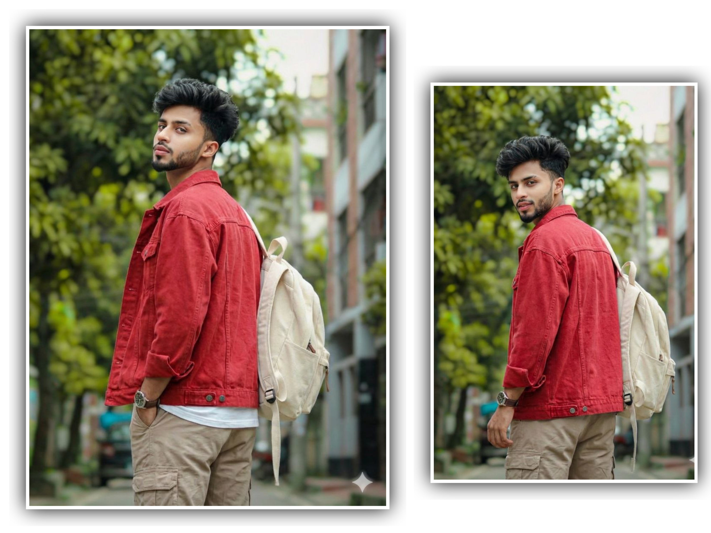 Young Man in Red Denim Jacket