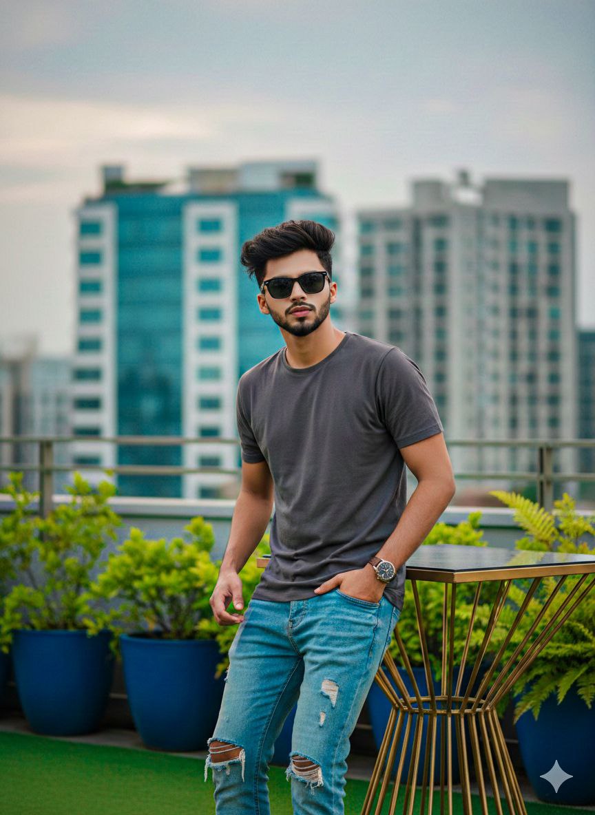 Trendy Man on Rooftop